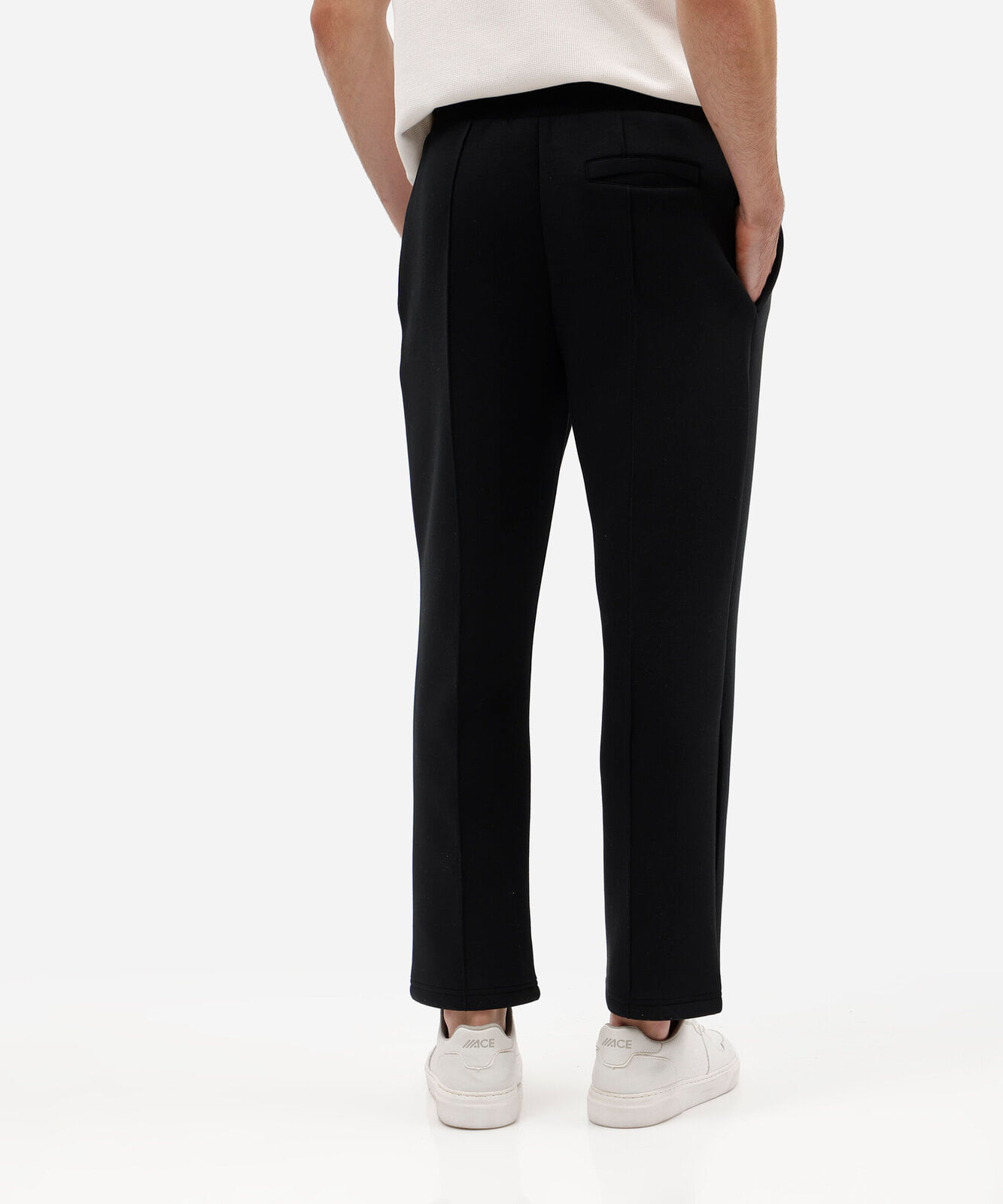 calça reta masculina de moletom cós elástico preta