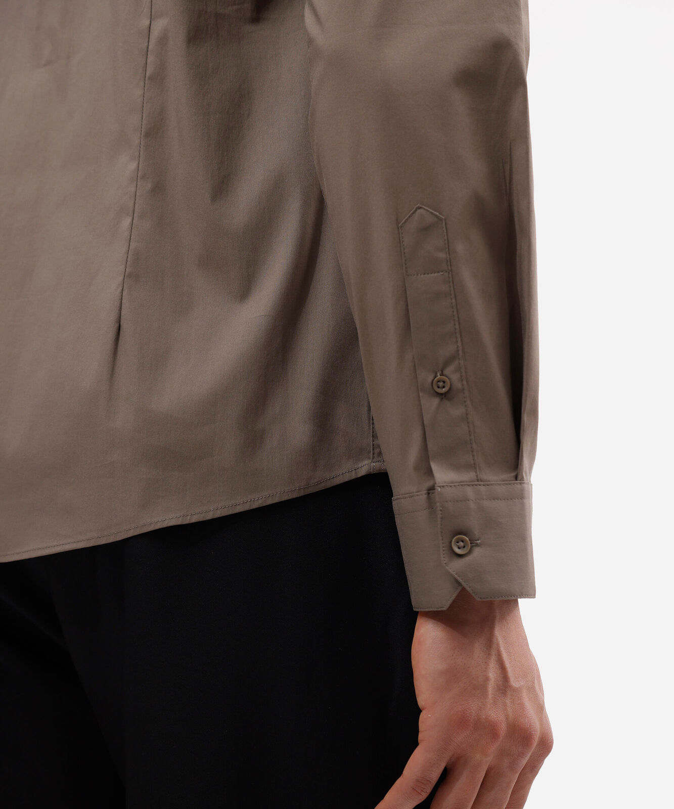 camisa slim masculina de algodão manga longa marrom