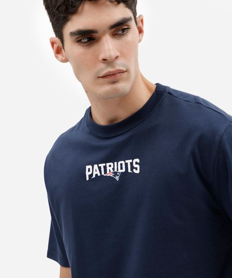 camiseta masculina com algodão manga curta patriots nfl azul