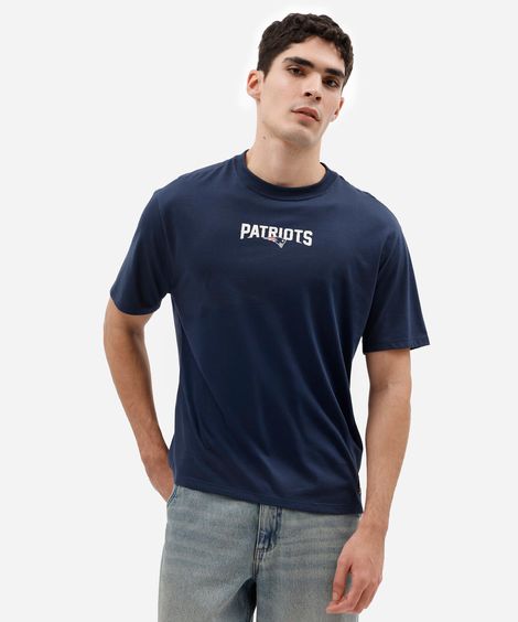 camiseta masculina com algodão manga curta patriots nfl azul