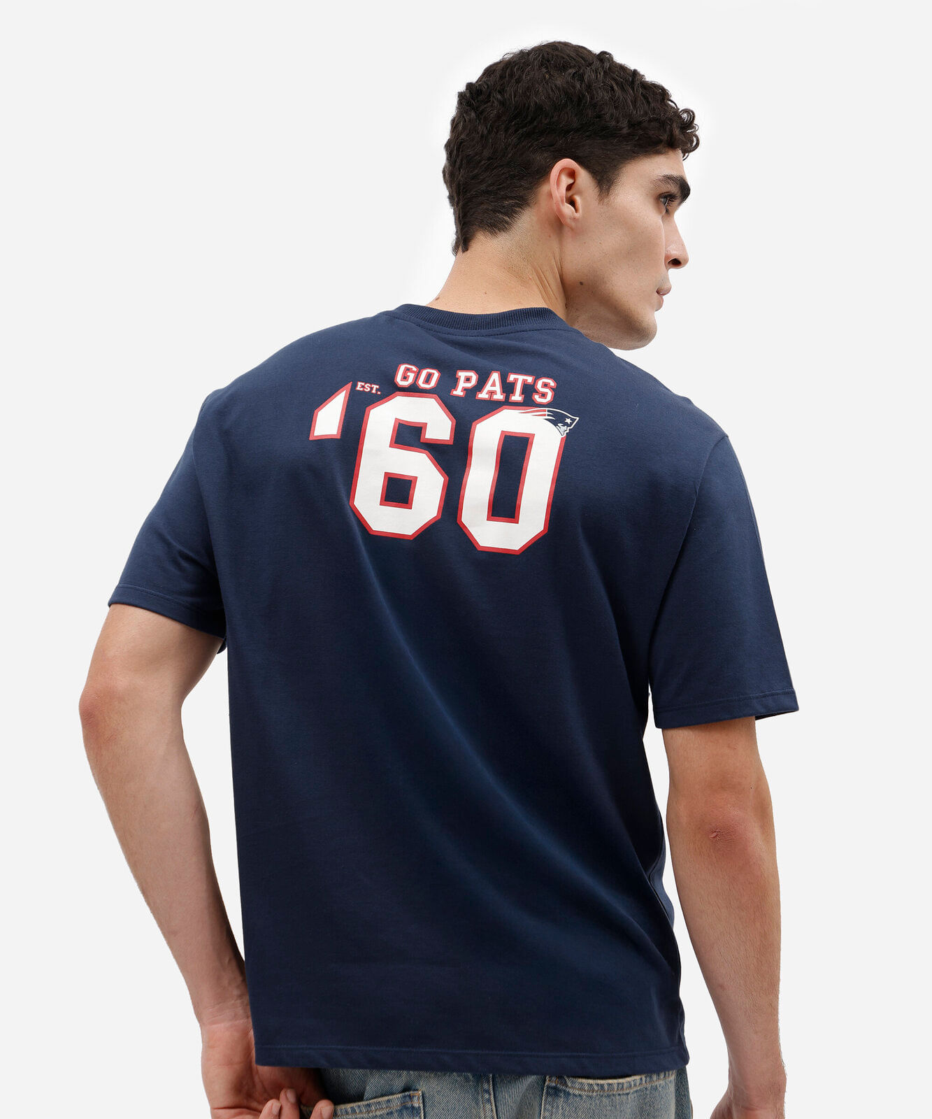 camiseta masculina com algodão manga curta patriots nfl azul
