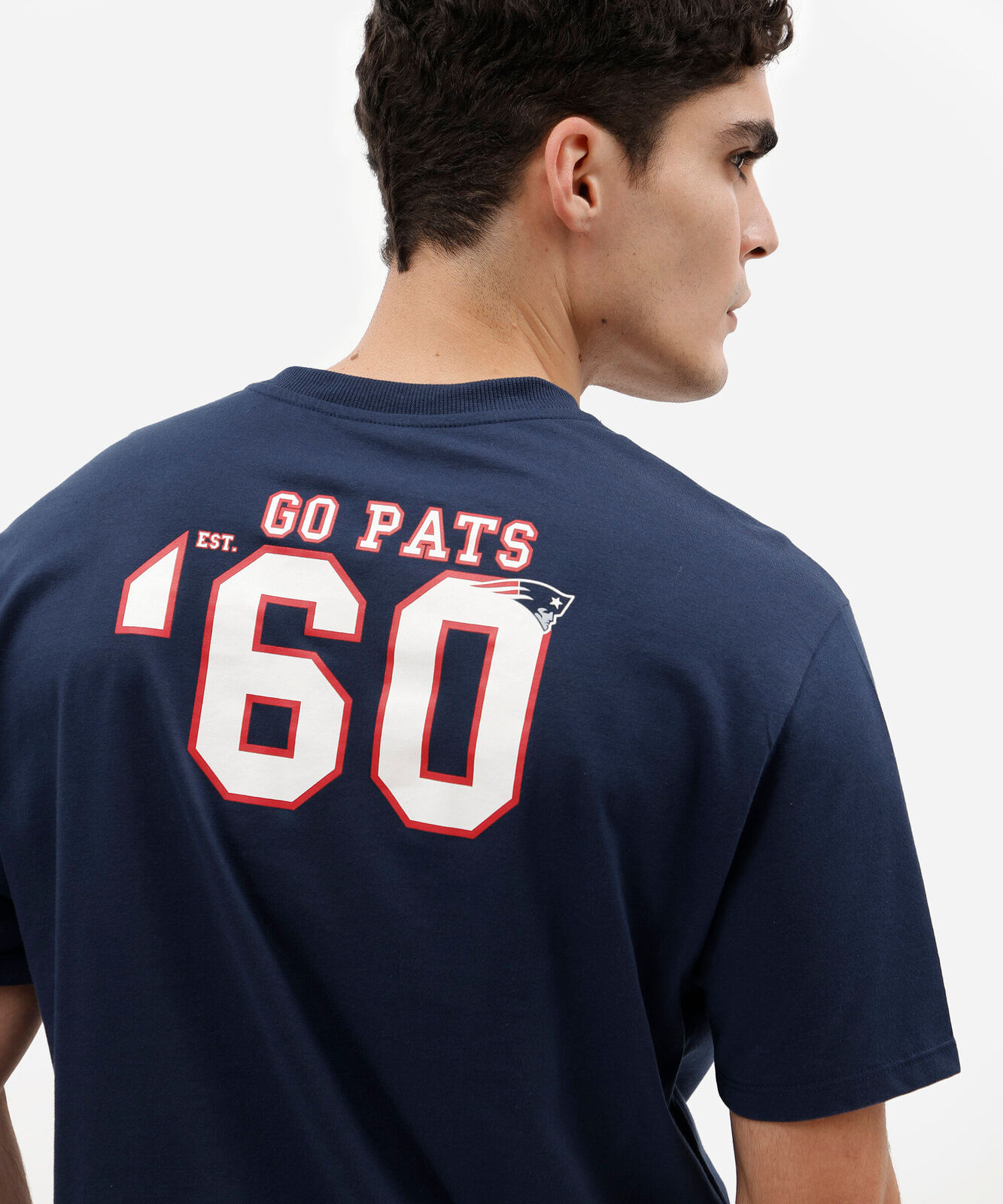 camiseta masculina com algodão manga curta patriots nfl azul