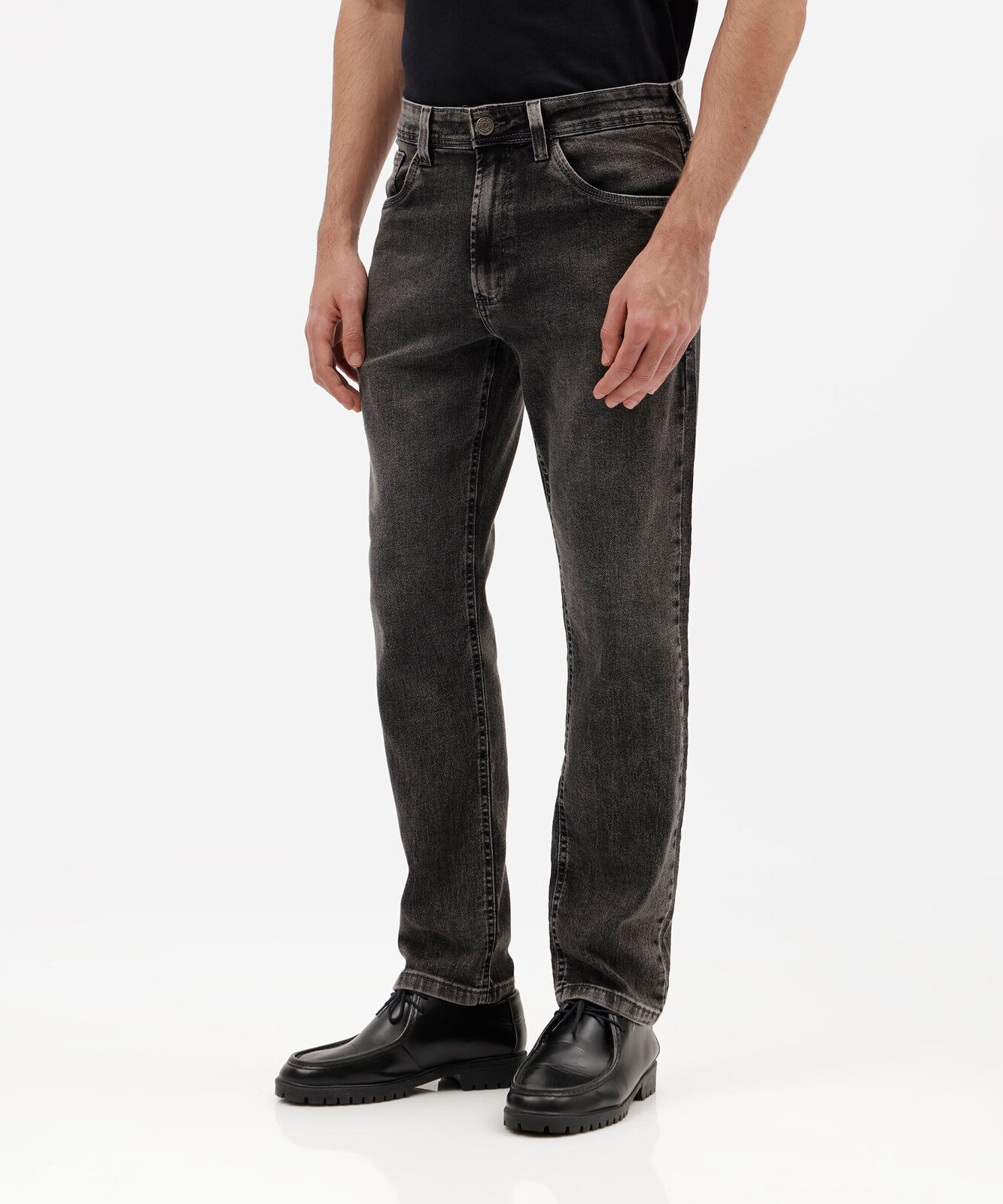 calça slim masculina jeans estonada preta