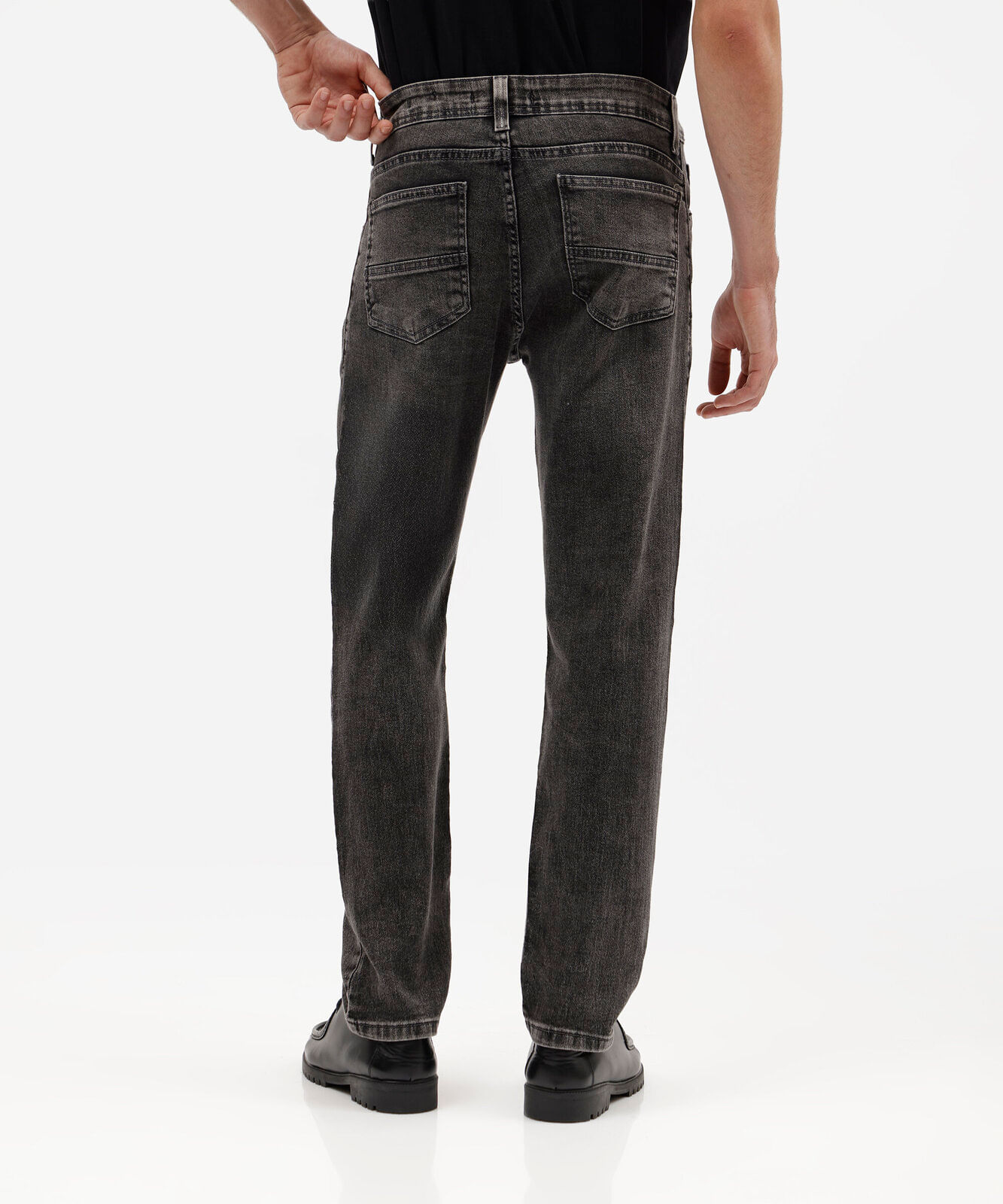 calça slim masculina jeans estonada preta
