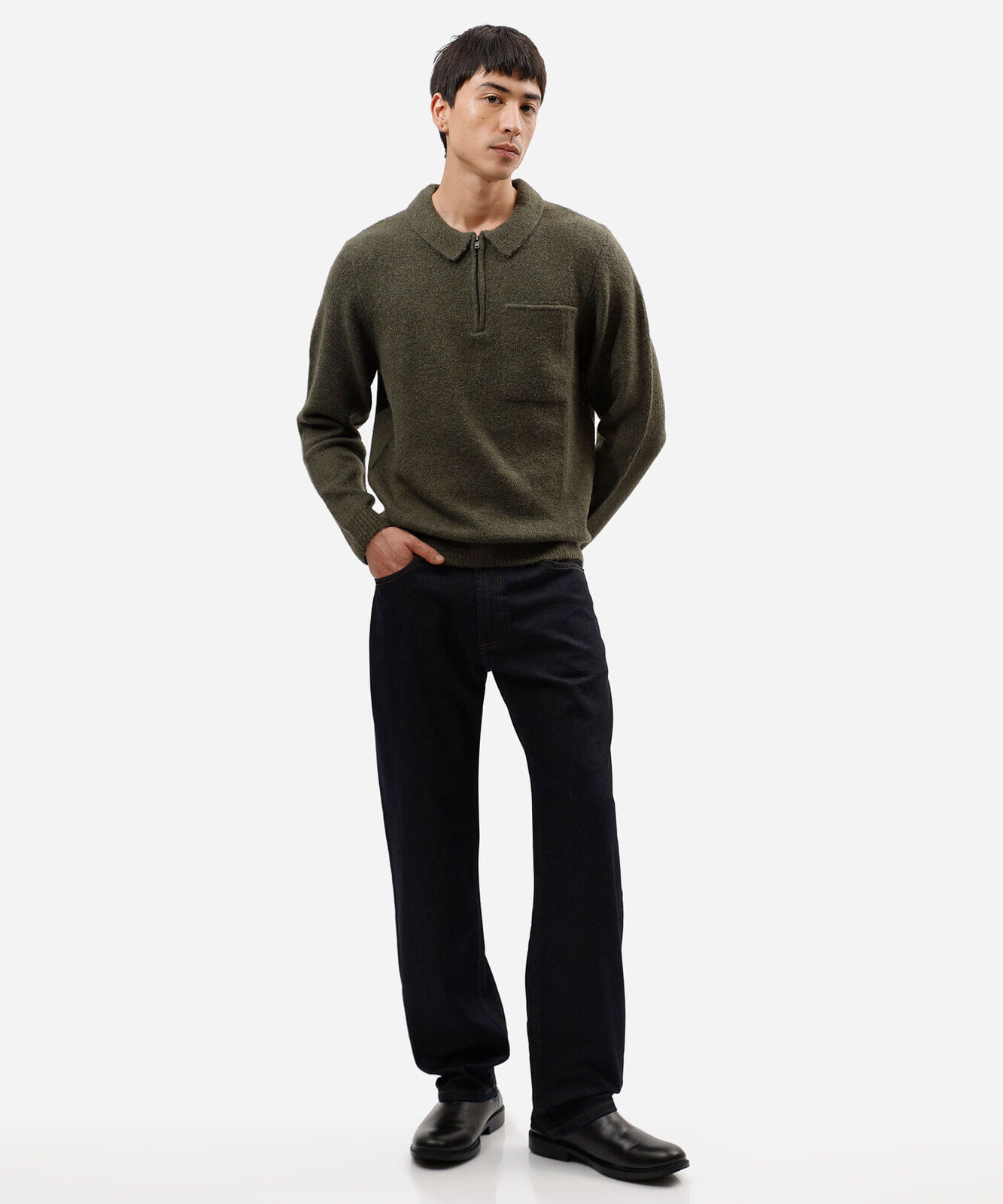 calça reta masculina jeans azul