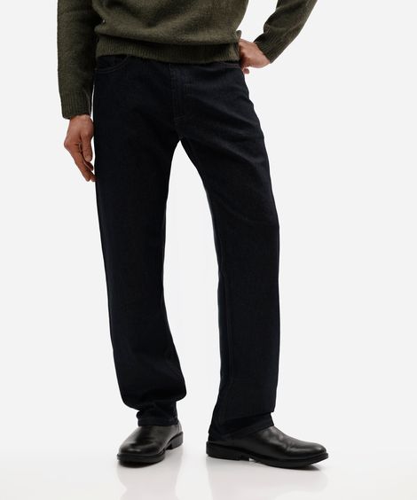 calça reta masculina jeans azul