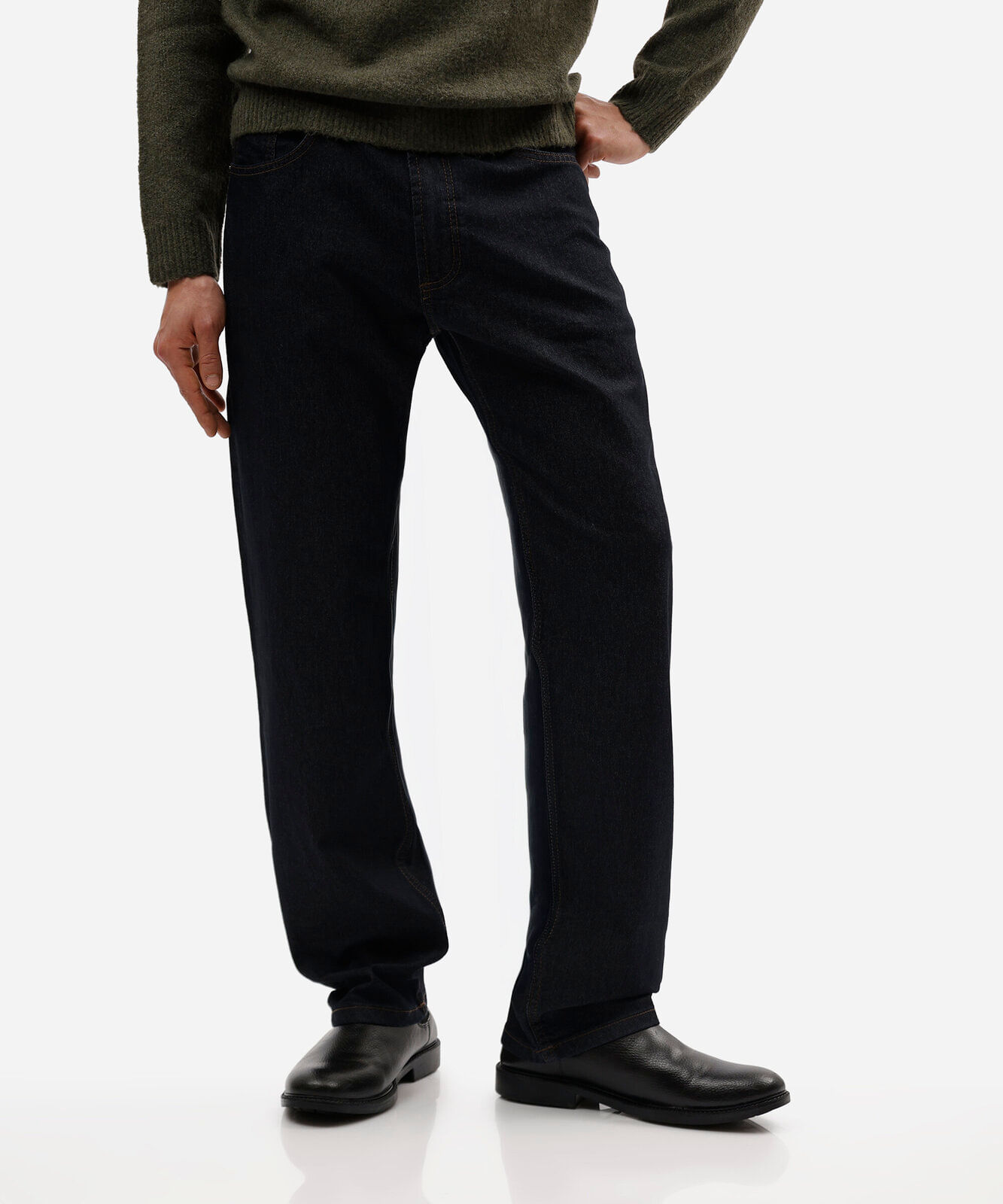 calça reta masculina jeans azul