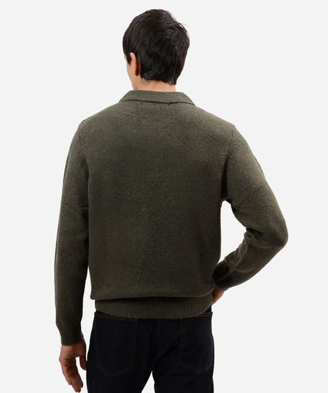 suéter masculino de tricot com bolso e zíper verde