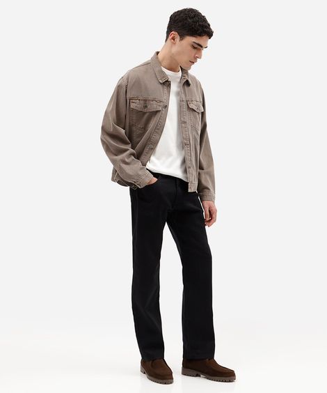 calça reta masculina jeans preta