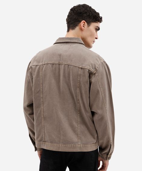 jaqueta masculina de sarja estonada marrom