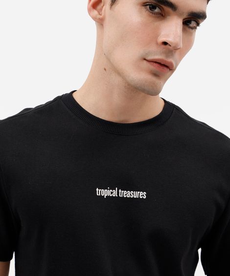 camiseta masculina com algodão manga curta estampada preta