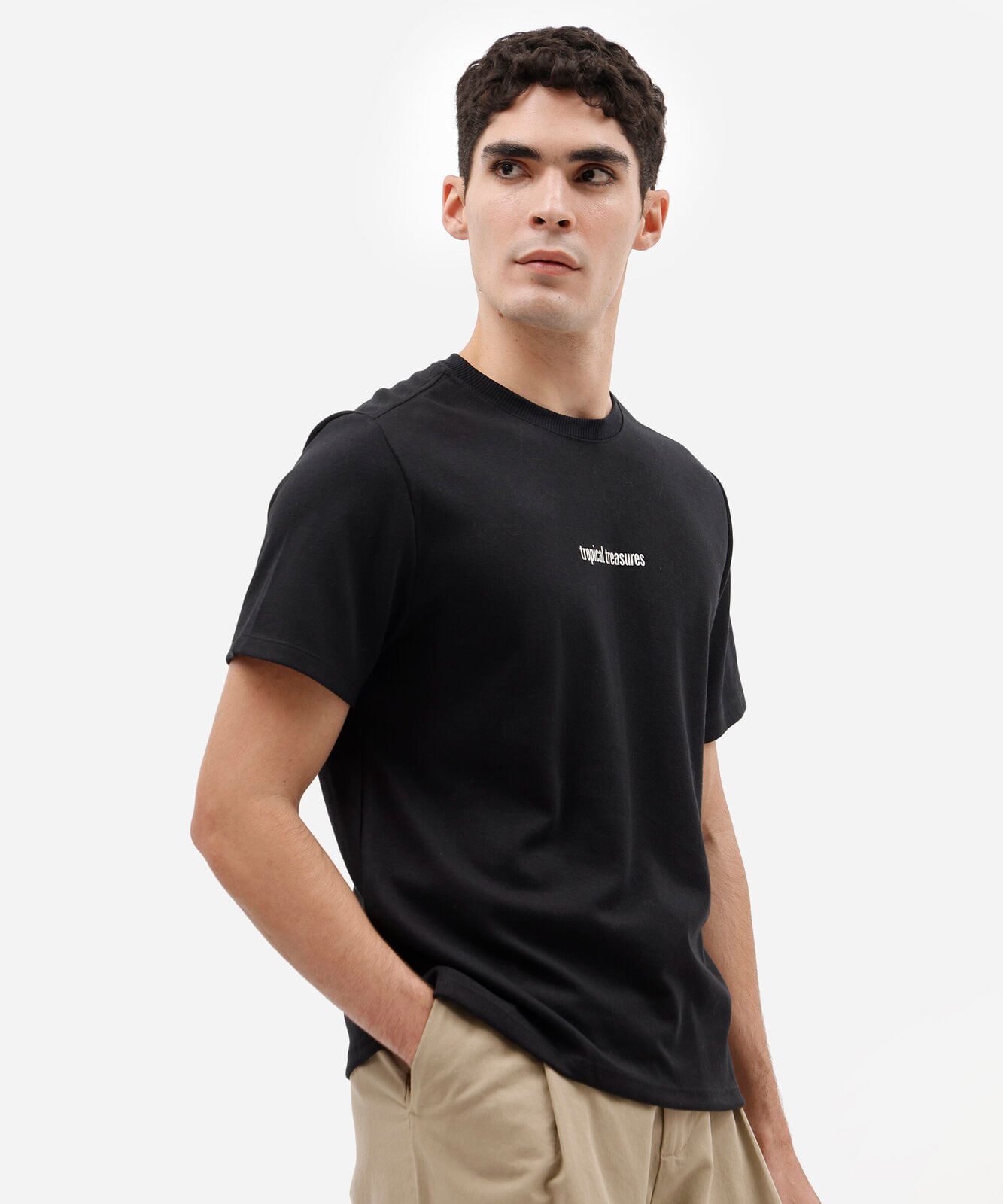 camiseta masculina com algodão manga curta estampada preta