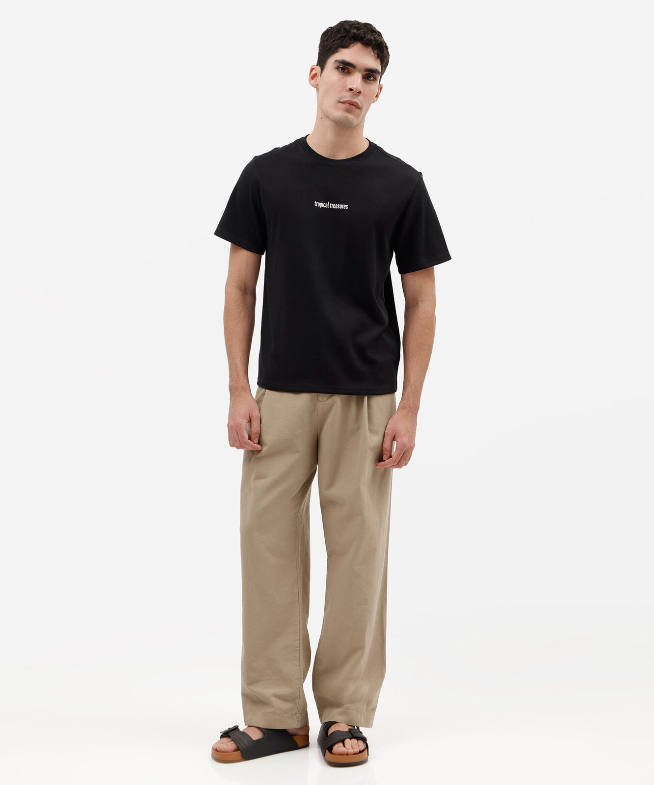 camiseta masculina com algodão manga curta estampada preta