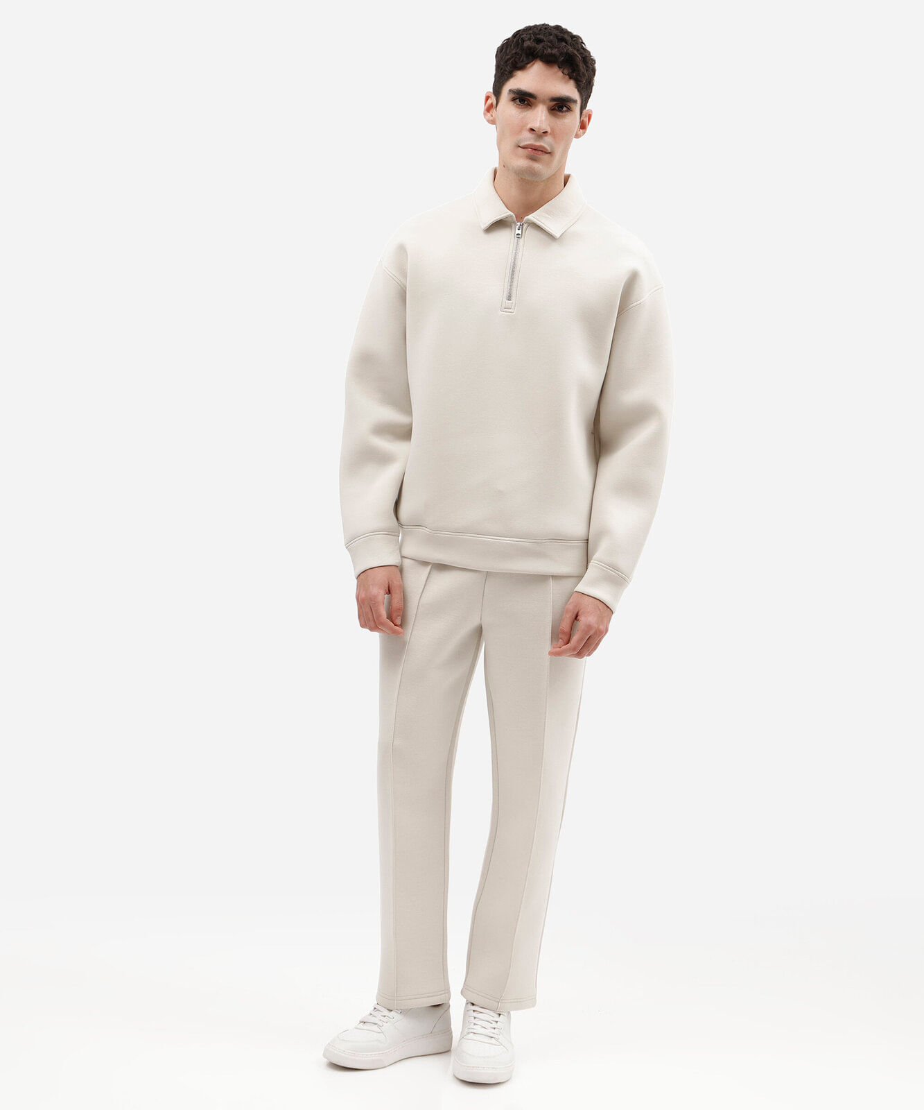 blusão masculino de moletom com zíper off white