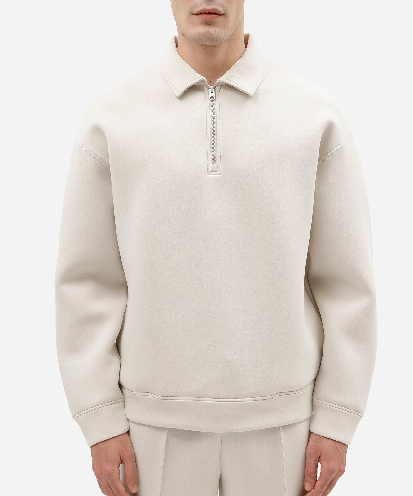 blusão masculino de moletom com zíper off white