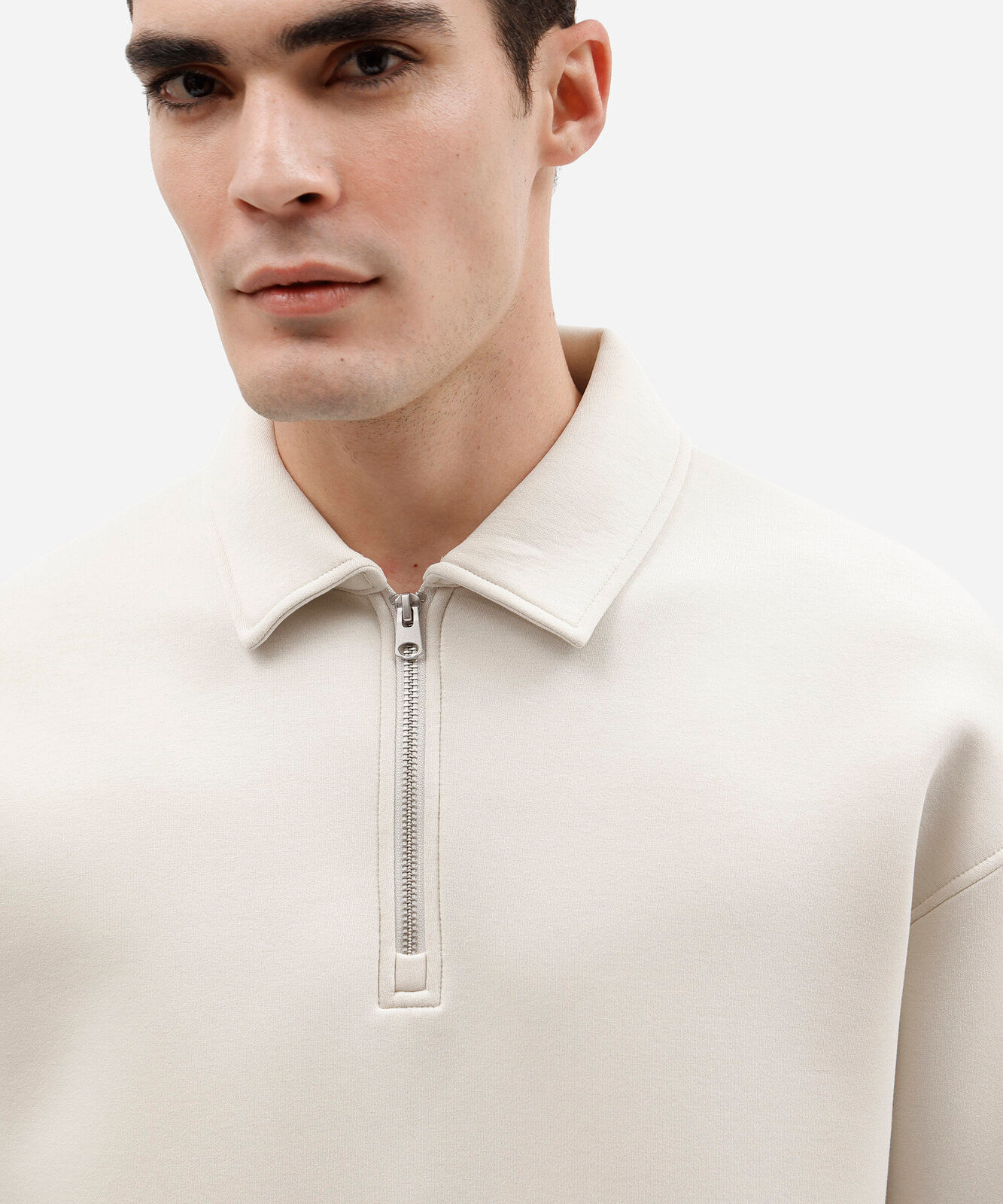 blusão masculino de moletom com zíper off white
