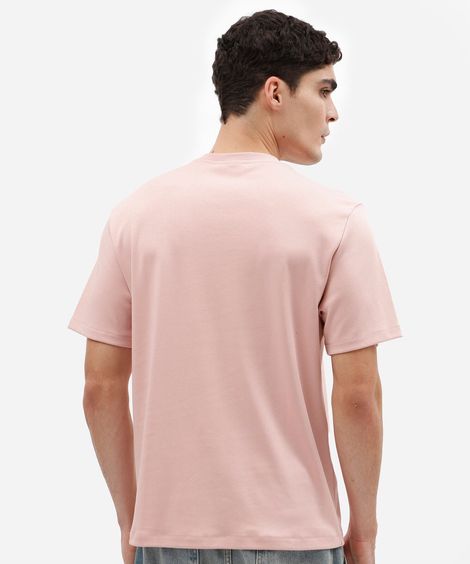 camiseta básica masculina comfort de malha interlock rosa