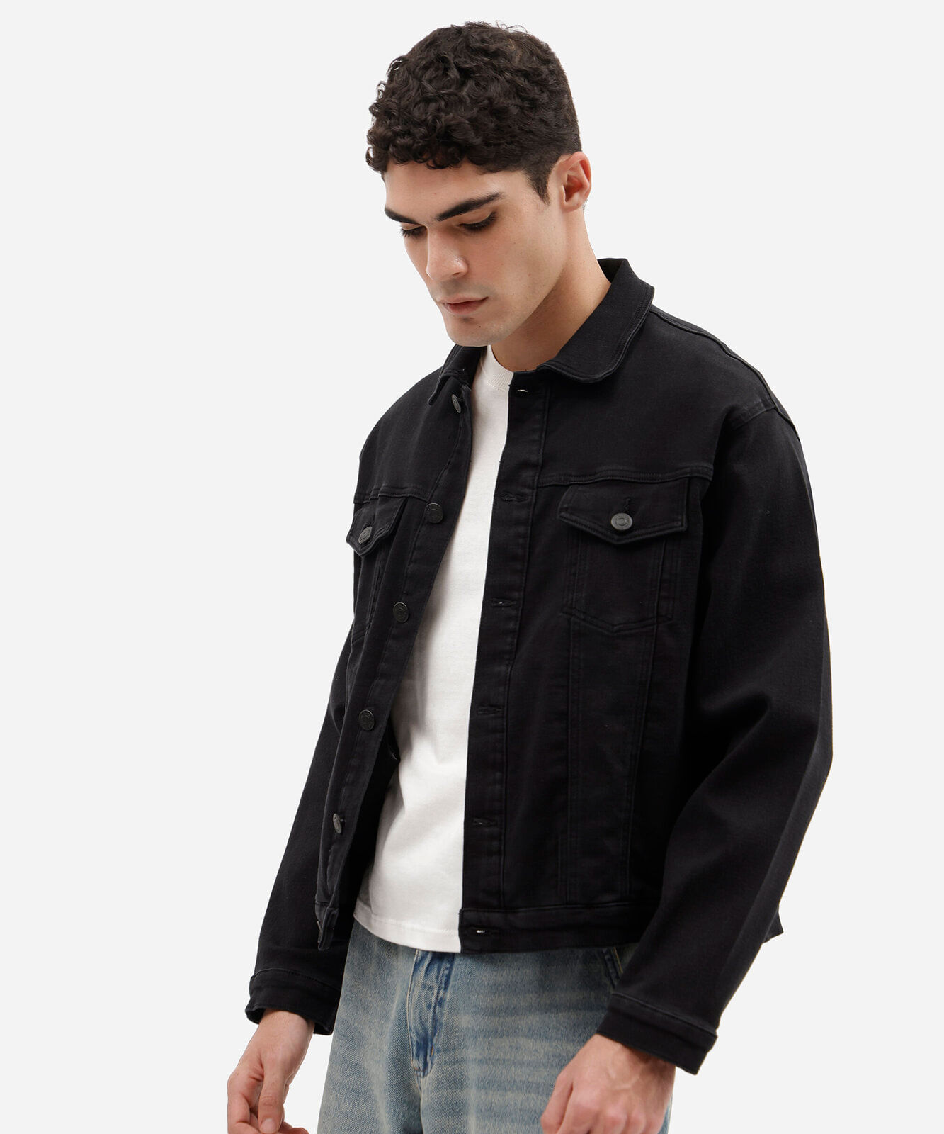 jaqueta masculina jeans preta