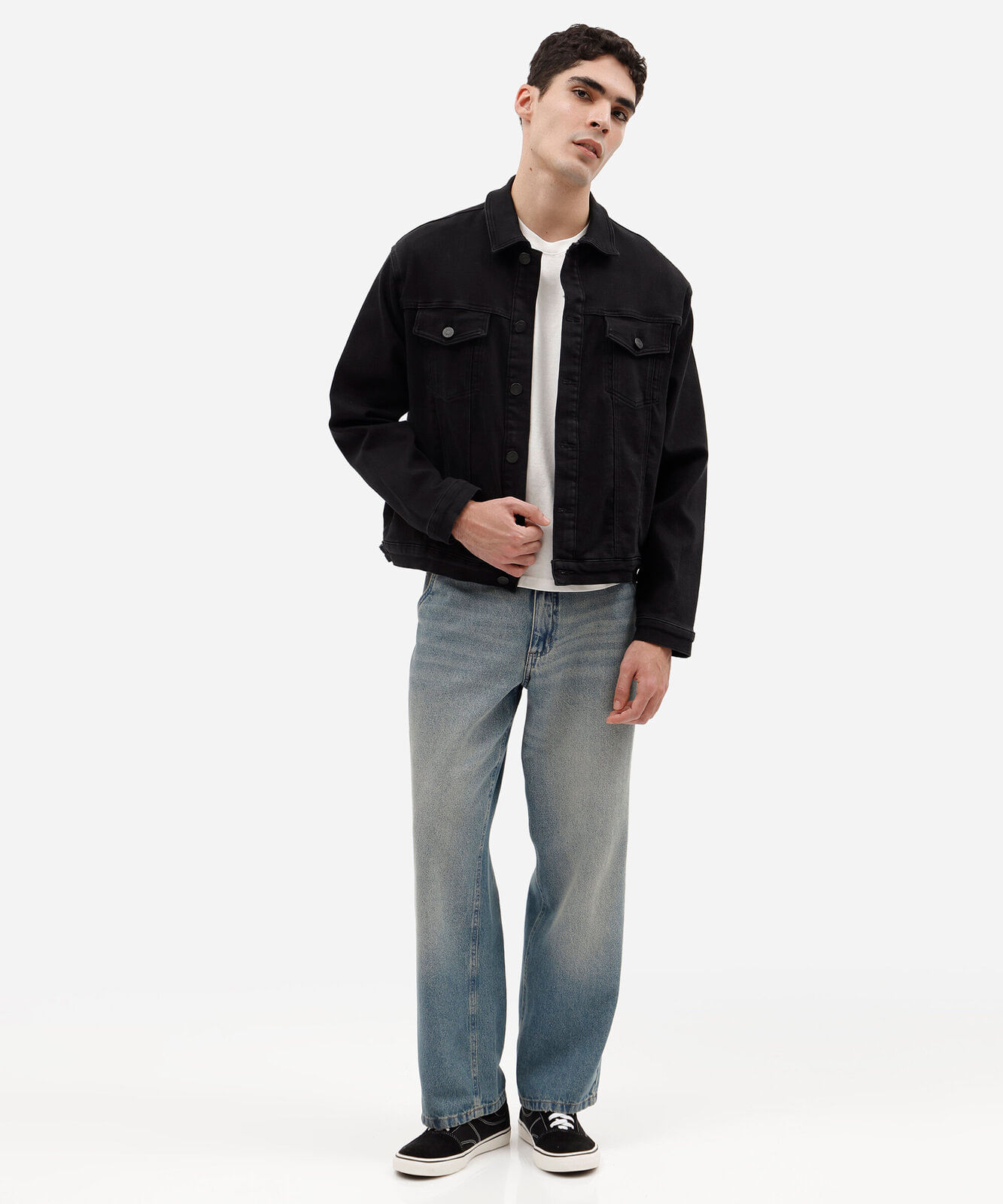 jaqueta masculina jeans preta