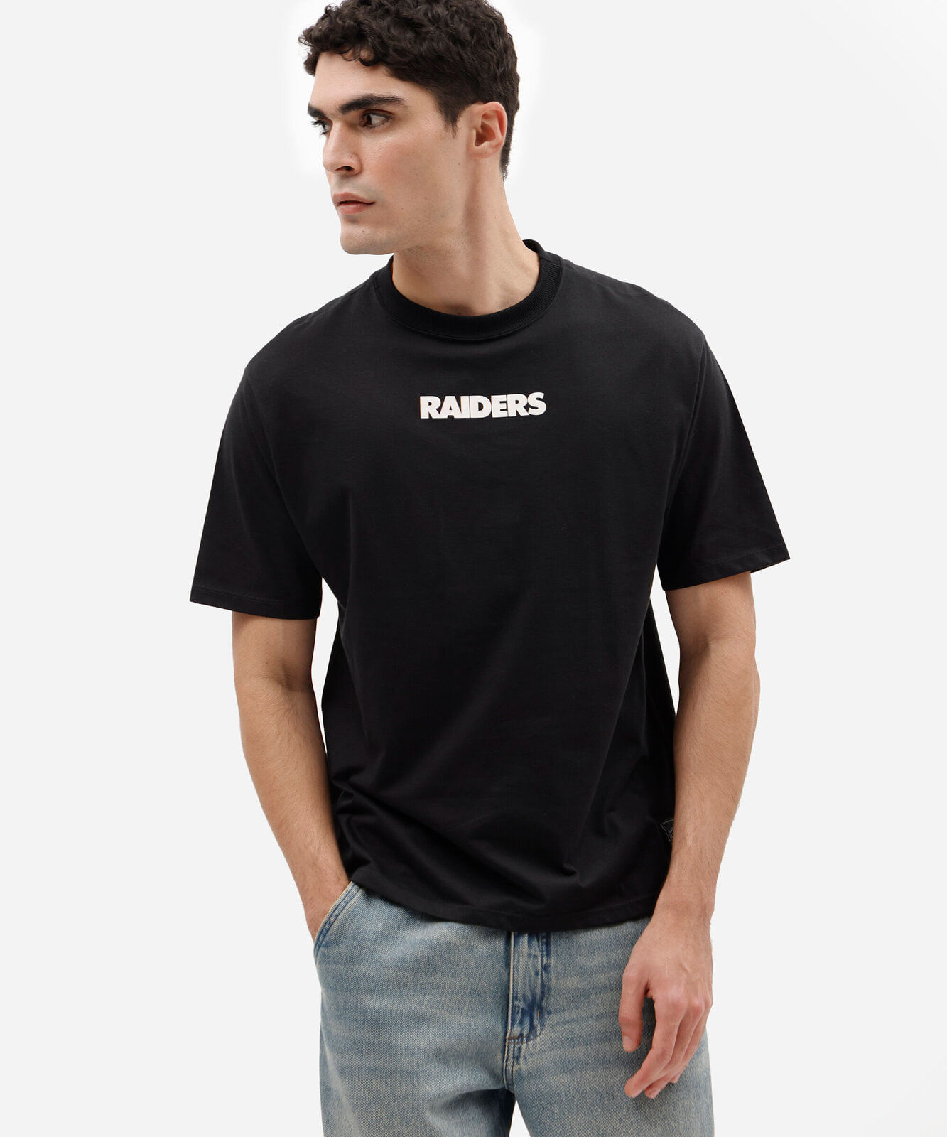 camiseta masculina com algodão manga curta raiders nfl preta