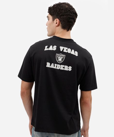 camiseta masculina com algodão manga curta raiders nfl preta