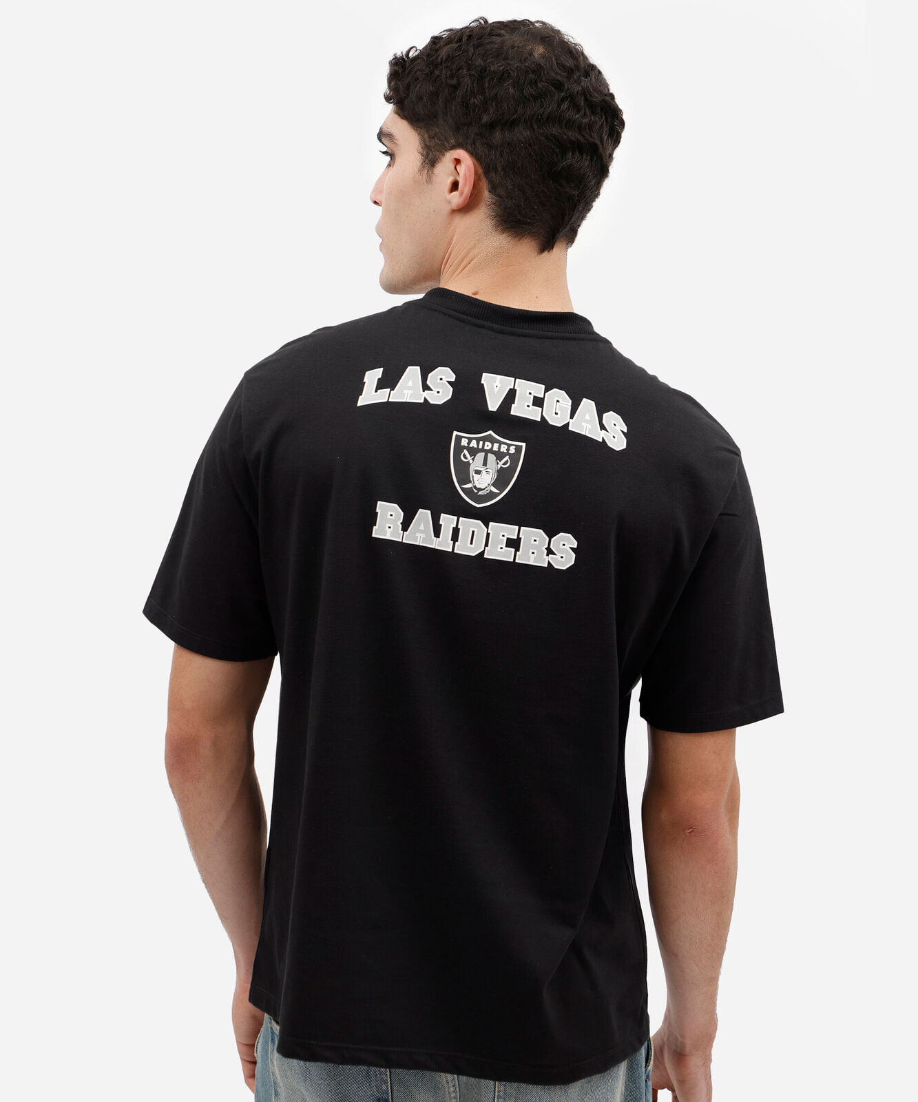 camiseta masculina com algodão manga curta raiders nfl preta