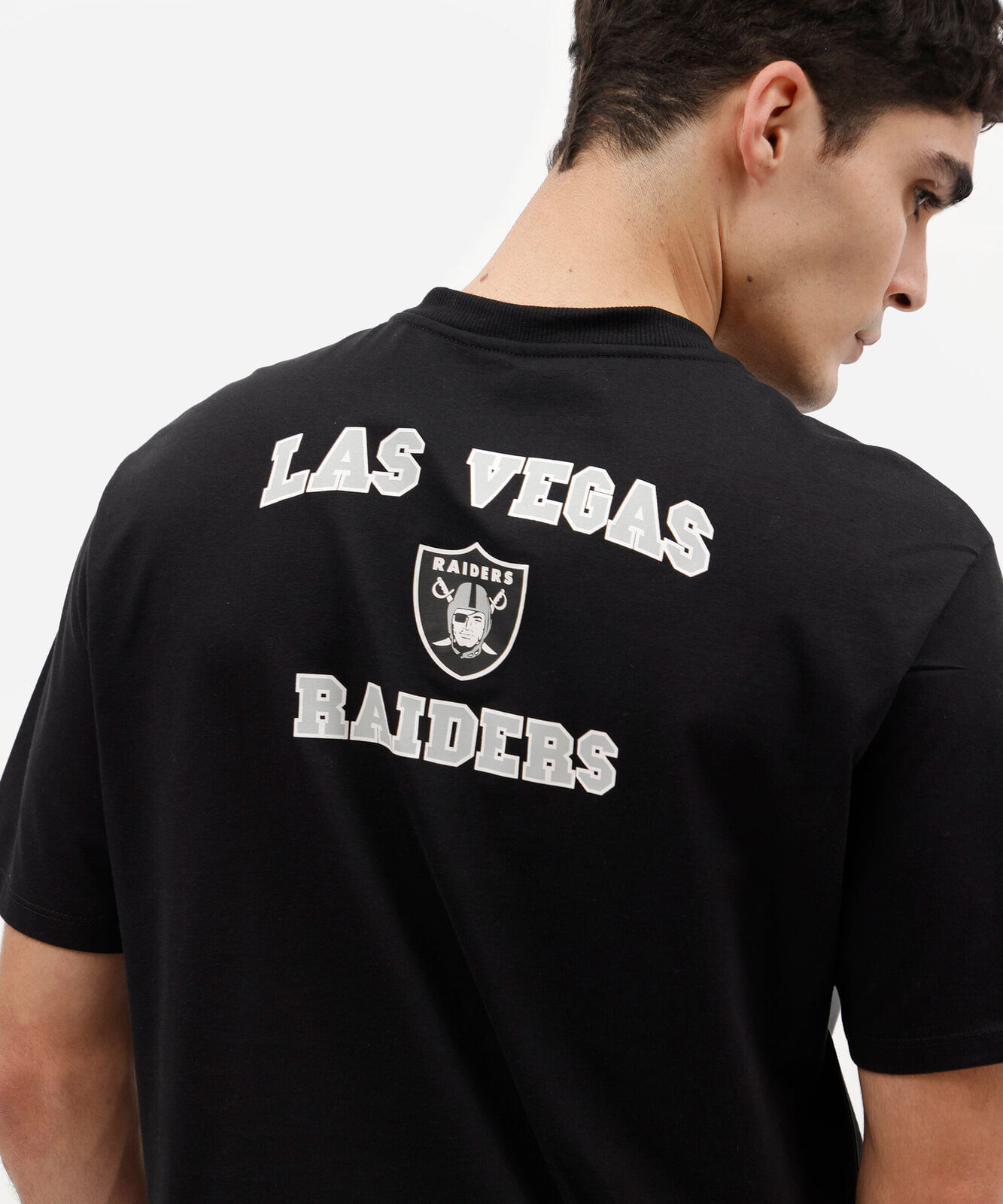 camiseta masculina com algodão manga curta raiders nfl preta