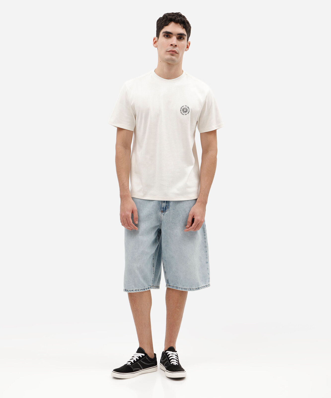 camiseta masculina com algodão manga curta estampada off white