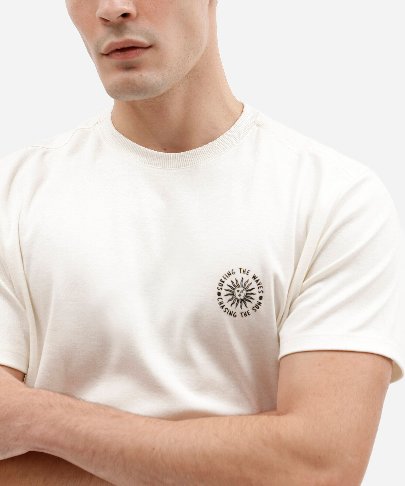 camiseta masculina com algodão manga curta estampada off white