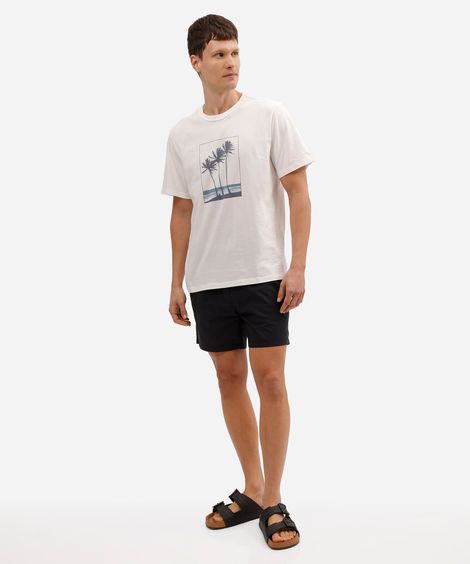 bermuda reta masculina de sarja com elástico preta