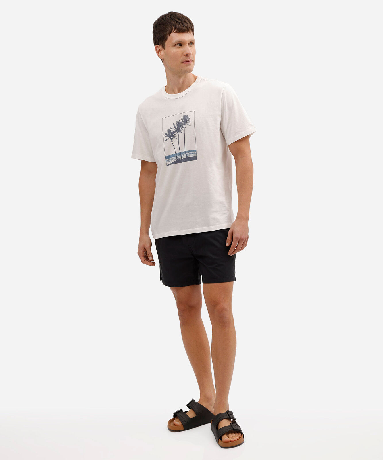bermuda reta masculina de sarja com elástico preta
