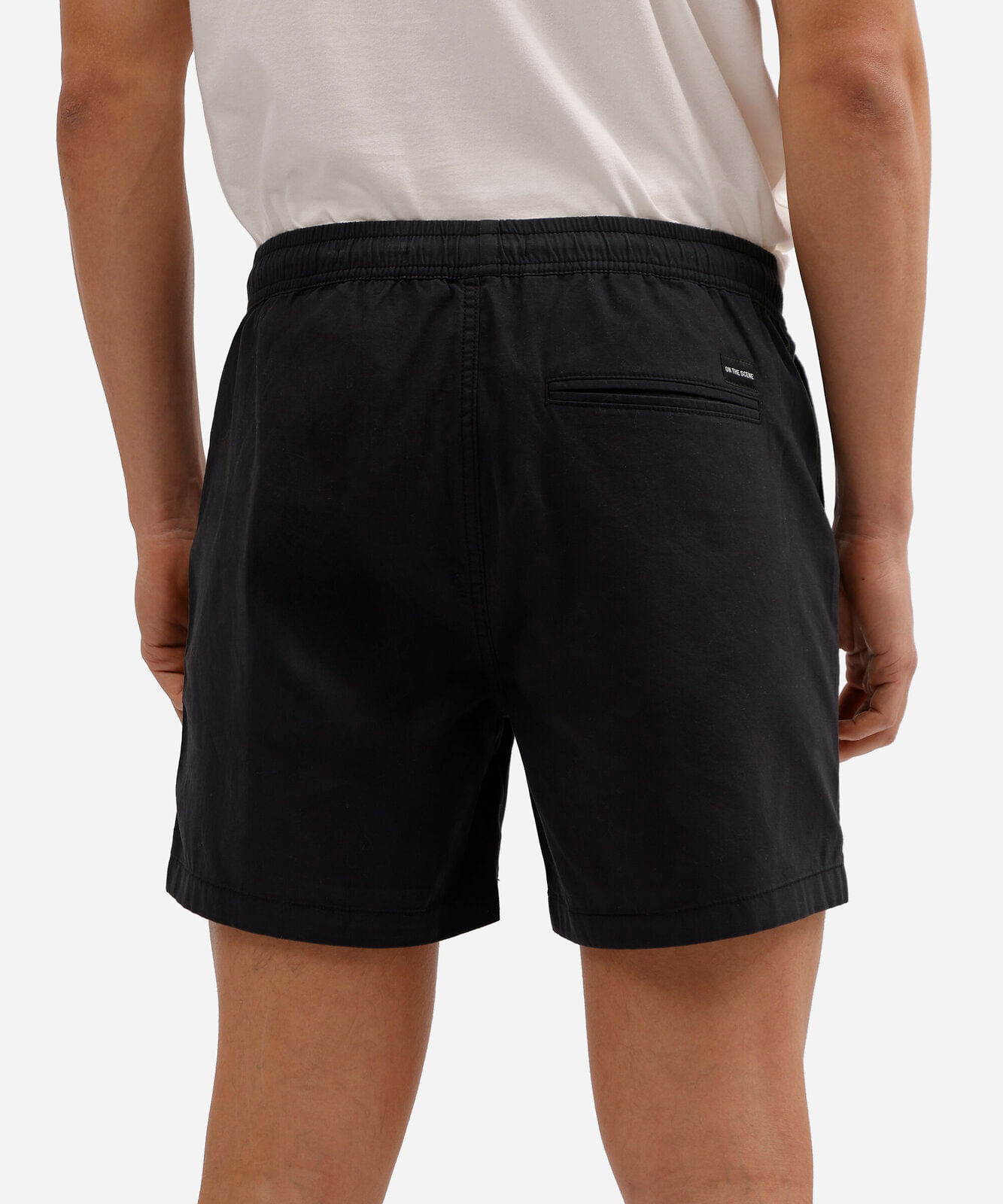 bermuda reta masculina de sarja com elástico preta
