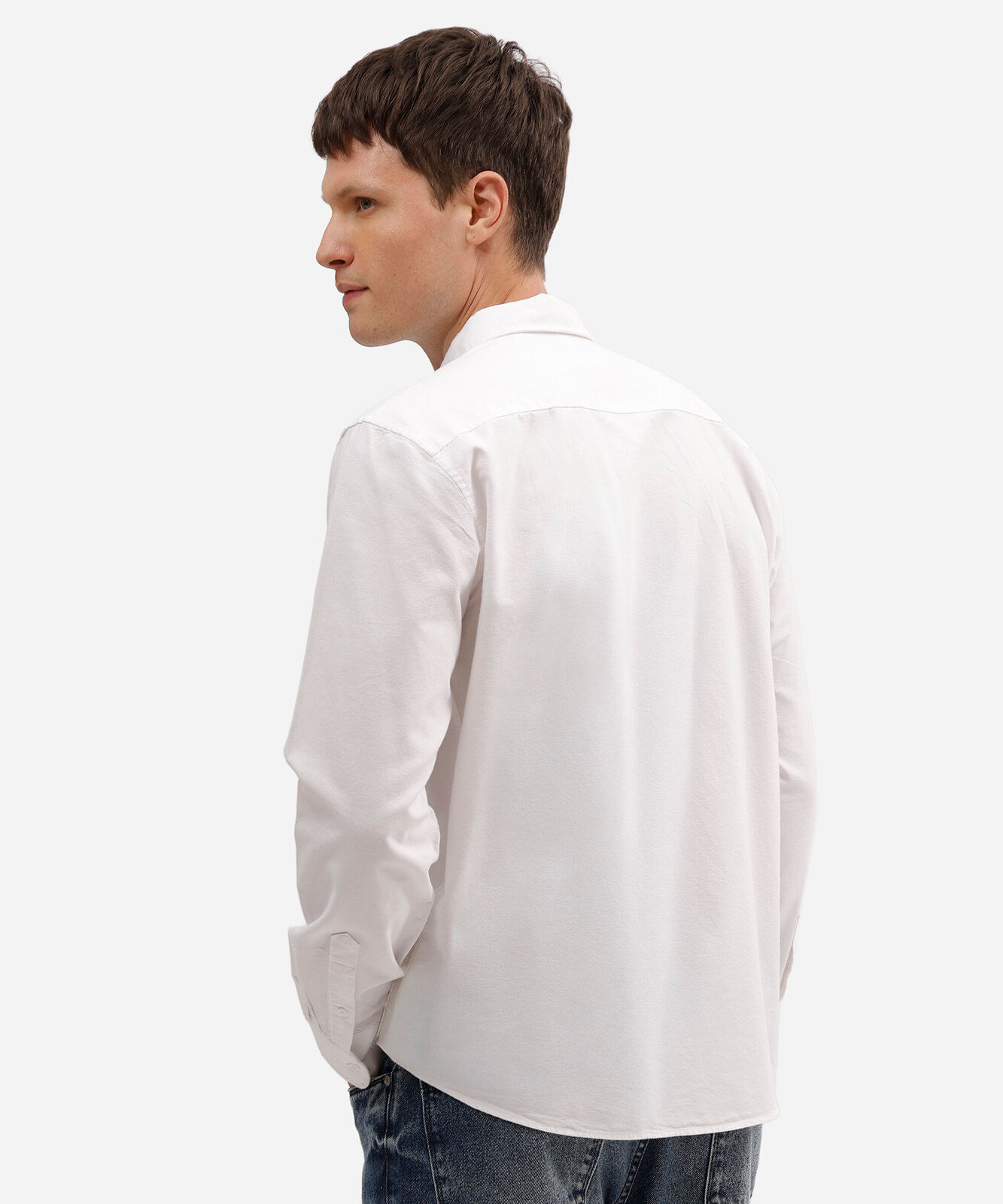 camisa comfort oxford manga longa - branco