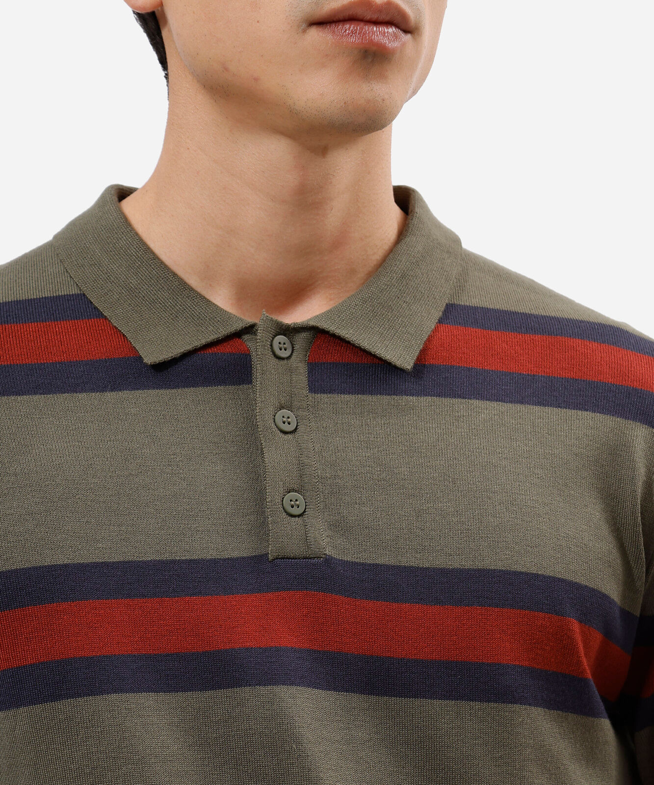 polo masculina de tricot manga longa listrada verde