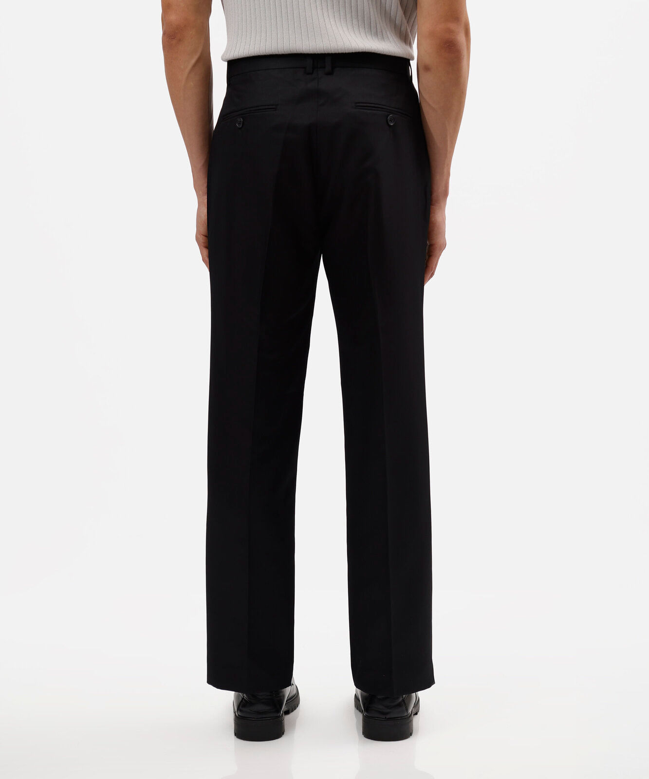 calça reta de alfaiataria masculina preta