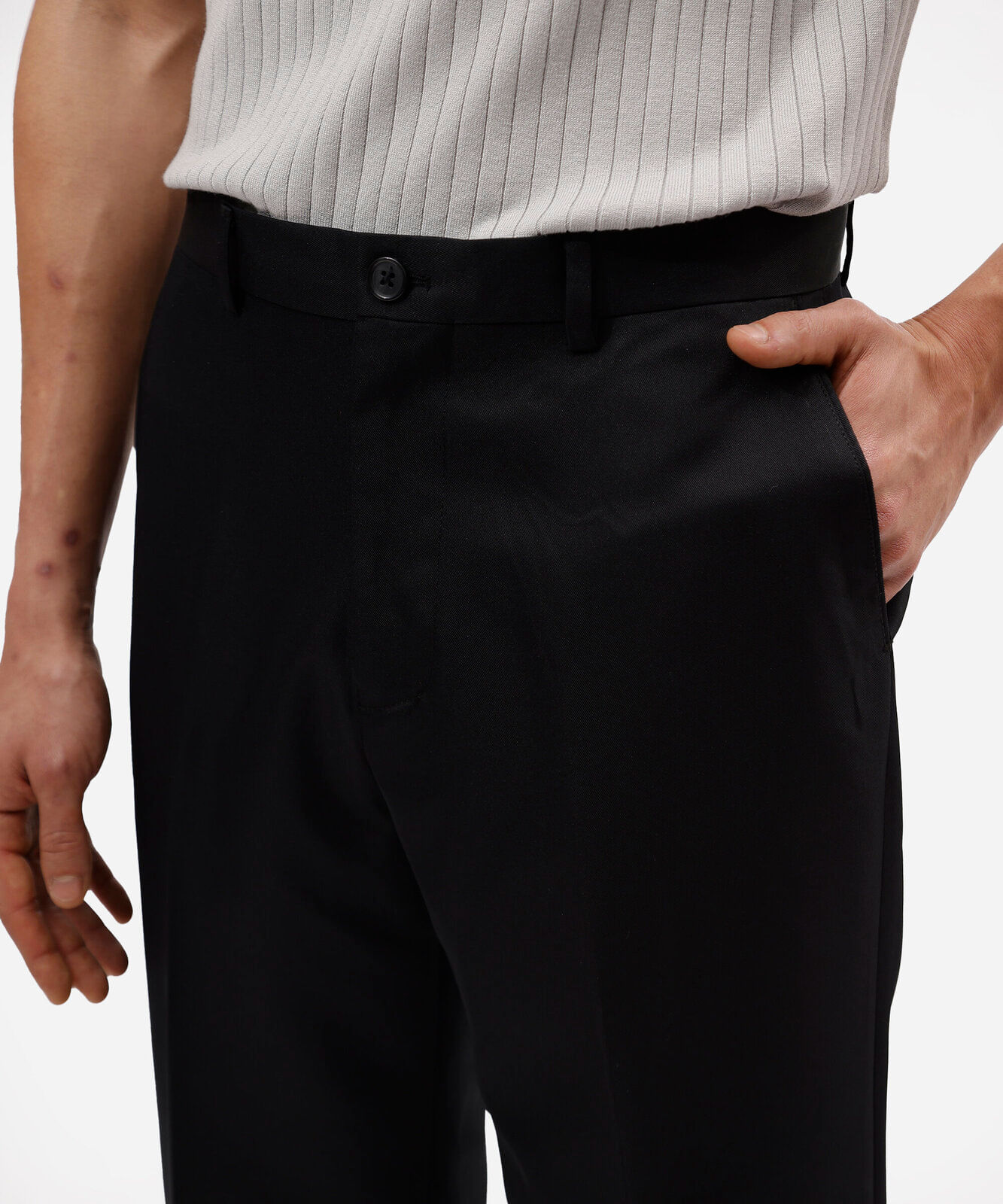 calça reta de alfaiataria masculina preta