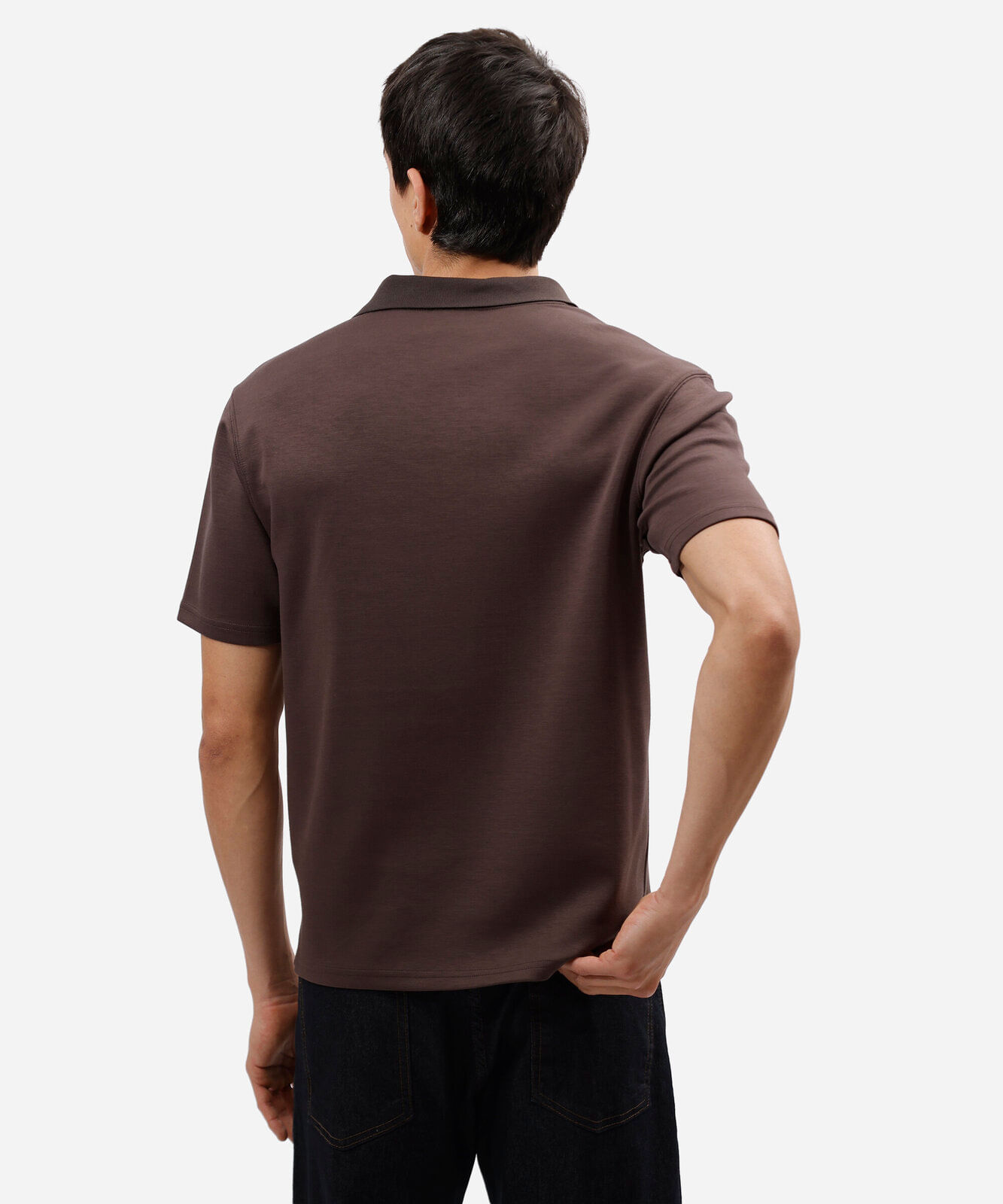polo comfort masculina com manga curta marrom
