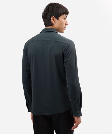 camisa slim fit masculina de poliamida manga longa verde