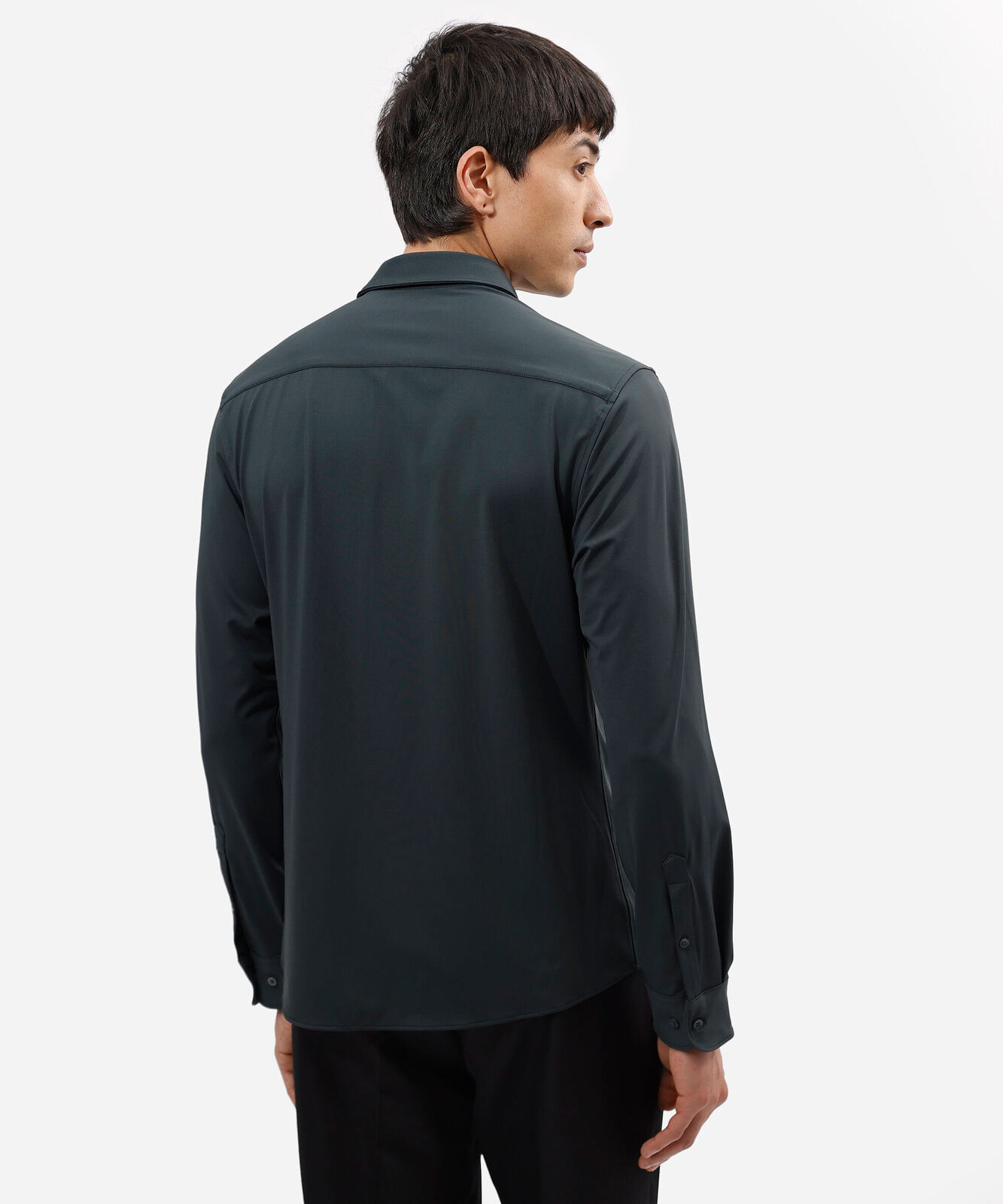 camisa slim fit masculina de poliamida manga longa verde