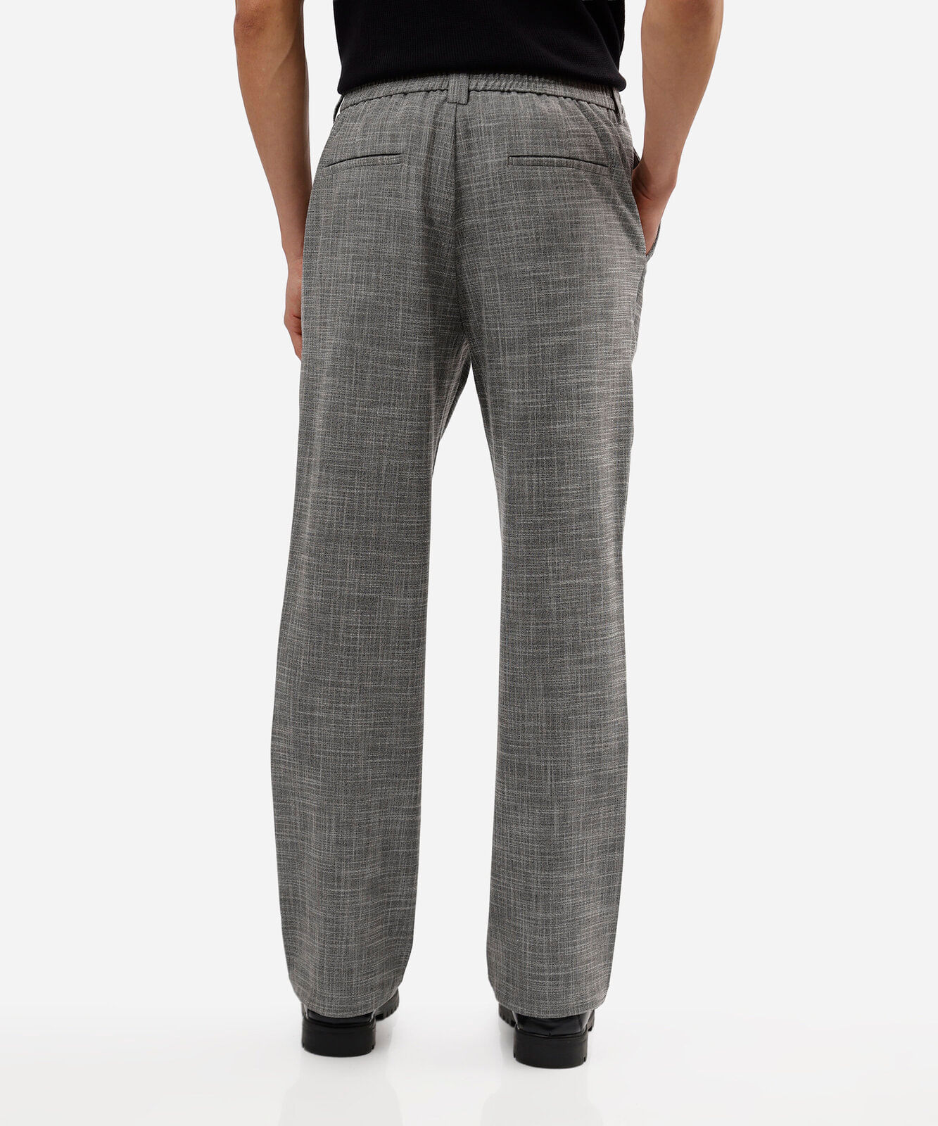calça reta de alfaiataria masculina cós elástico cinza