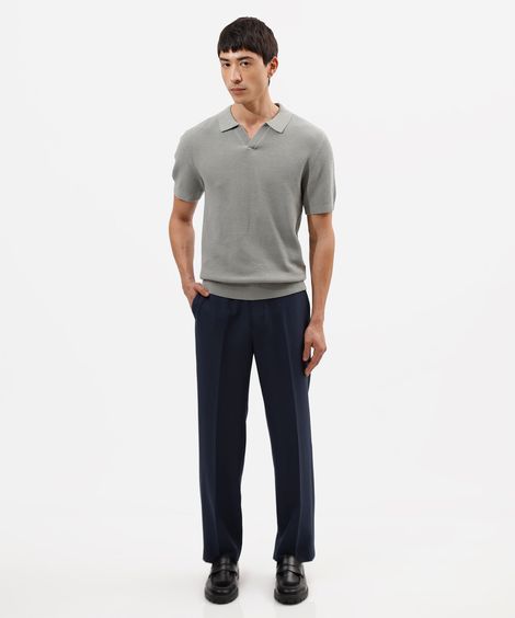 calça de alfaiataria masculina reta azul