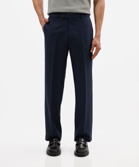 calça de alfaiataria masculina reta azul