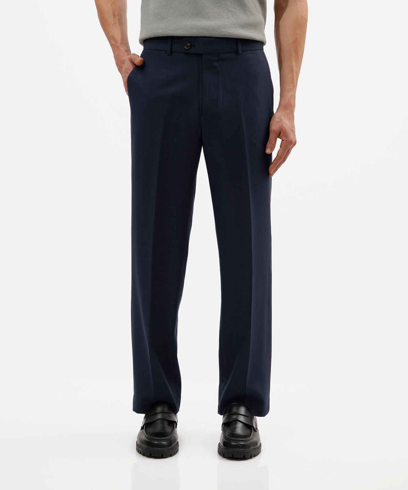 calça de alfaiataria masculina reta azul