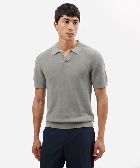 polo box fit masculina de tricot manga curta verde
