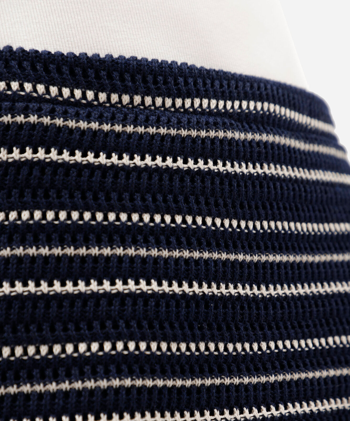 minissaia feminina de tricot listrada azul