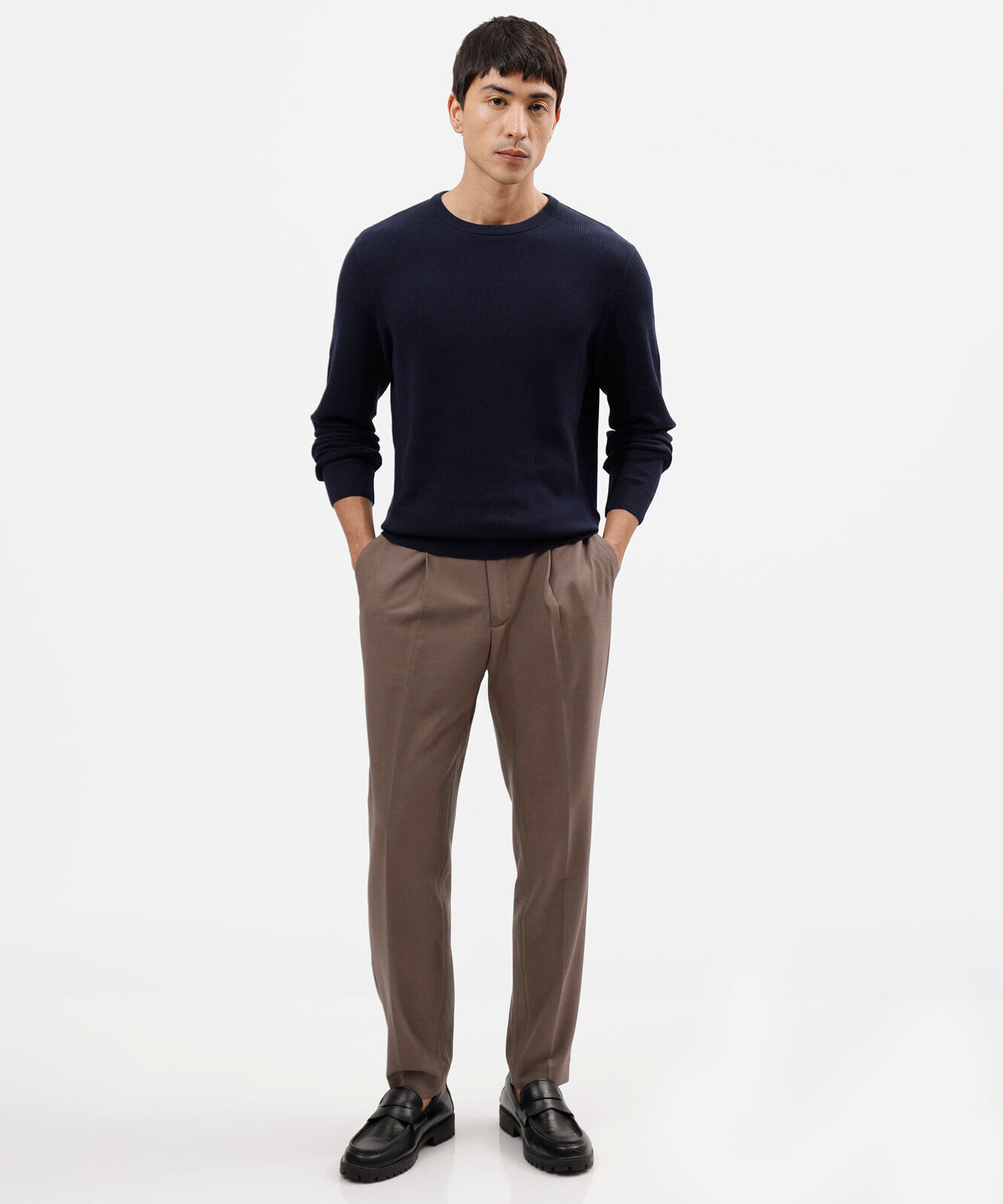 suéter masculino de tricot texturizado azul