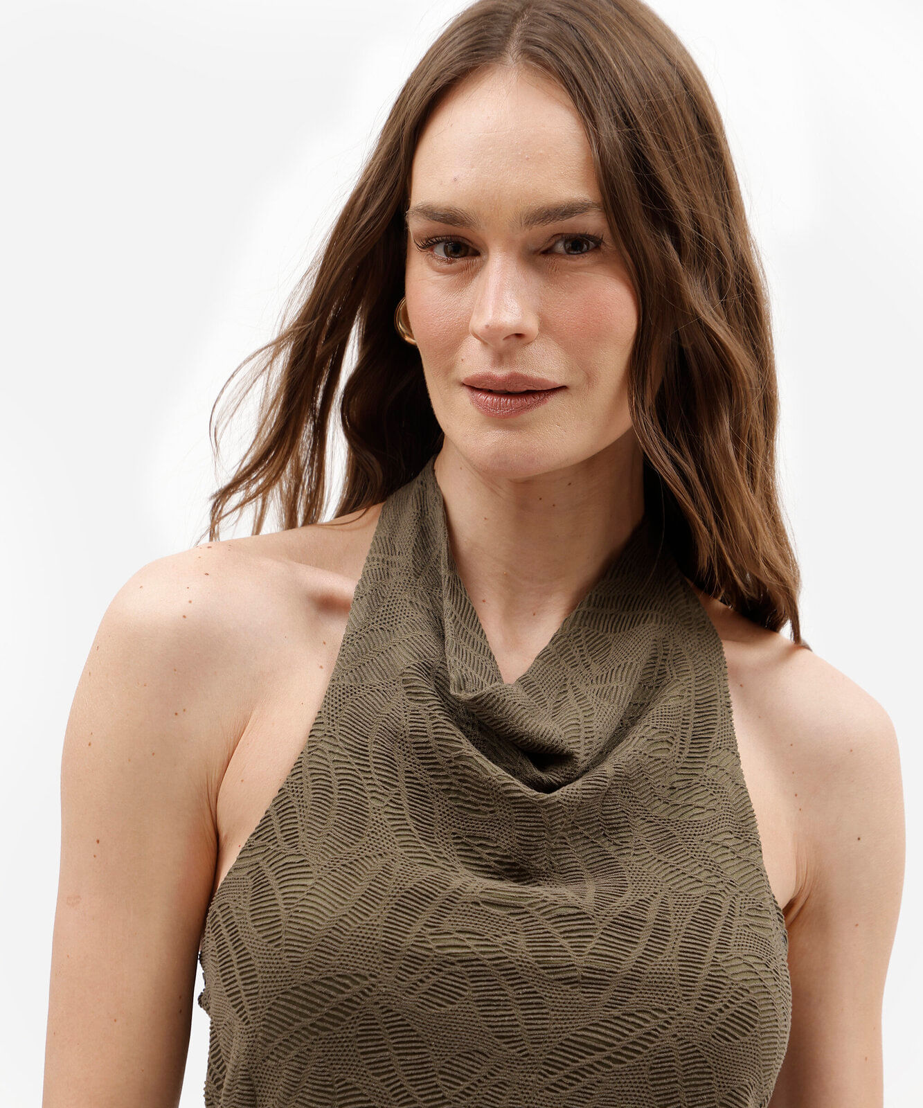 blusa frente única feminina assimétrica texturizada verde