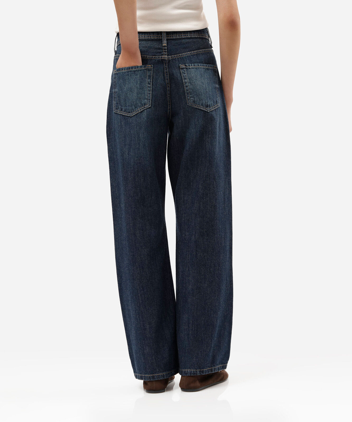 calça wide leg slim feminina jeans cintura alta azul