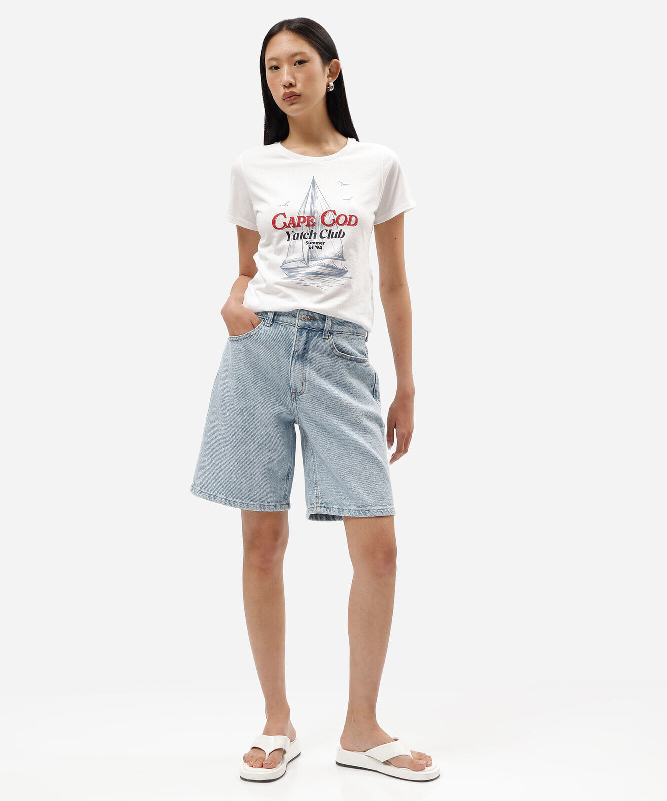 bermuda feminina jeans cintura alta azul