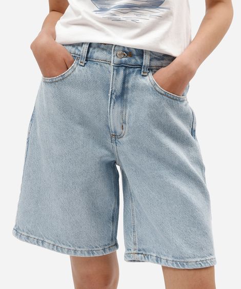 bermuda feminina jeans cintura alta azul